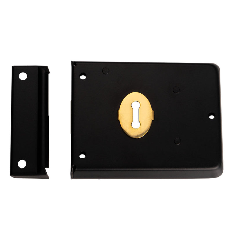 4 X 3" Rim Deadlock - Dual Handed C/W 2 Keys - Retail Pack - Black Japanned