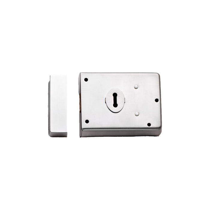 4 X 3" Rim Deadlock - Dual Handed C/W 2 Keys - Satin Chrome