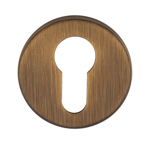 Escutcheon - Euro Profile - Push-On Round Rose Bgo (Brushed Bronze Matt) - Antique Brass