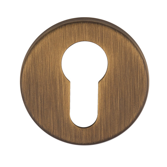 Escutcheon - Euro Profile - Push-On Round Rose Bgo (Brushed Bronze Matt) - Antique Brass