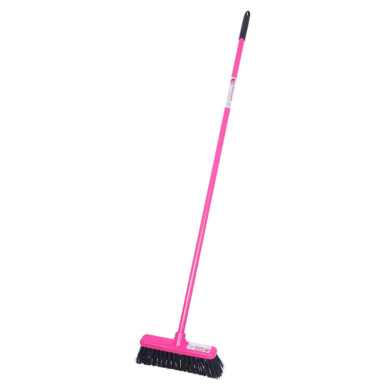 Red Gorilla Broom Heavy Duty Hard Bristle 30cm Head with Scraper, Pink