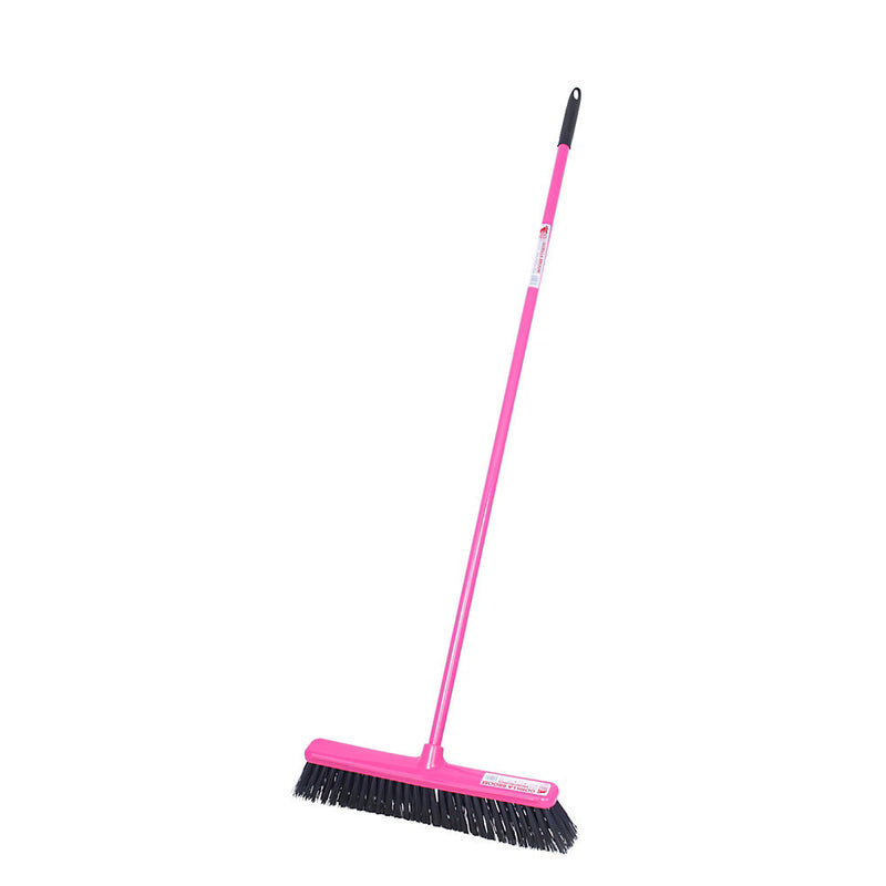 Red Gorilla Broom Heavy Duty Hard Bristle 50cm Head with Scraper, Pink