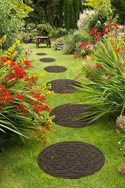 Reversible Round Stepping Stone Scroll Earth - Pack of 4 - Made from Recycled Rubber