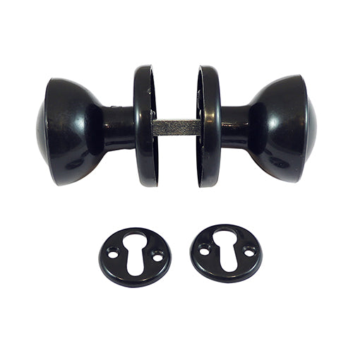 TIMCO Plastic Rim / Mortice Knob Set Black — Bag