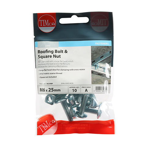 TIMCO Roofing Bolts & Square Nuts Silver — Trade Pack