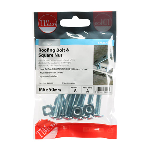 TIMCO Roofing Bolts & Square Nuts Silver — Trade Pack