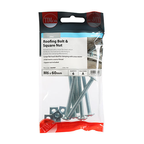 TIMCO Roofing Bolts & Square Nuts Silver — Trade Pack