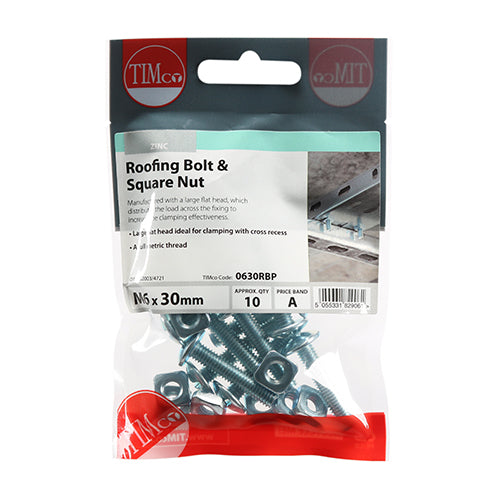 TIMCO Roofing Bolts & Square Nuts Silver — Trade Pack