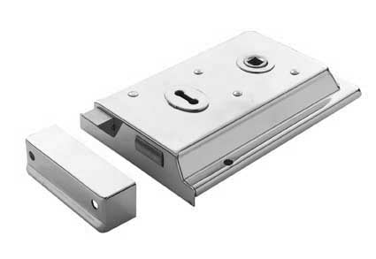 6 X 4" Rim Lock - Dual Handed C/W 2 Keys - Polished Chrome