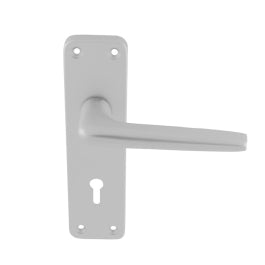 Aluminium Lever On Backplate - Lock 57Mm C/C - Satin Anodised Aluminium 152MM X 41MM