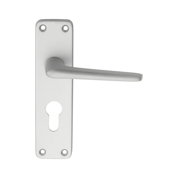Aluminium Lever On Backplate - Lock Euro Profile 47.5Mm C/C - Satin Anodised Aluminium 152MM X 41MM