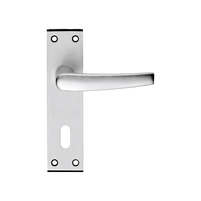 Aluminium Mial Lever On Backplate - Lock 57Mm C/C - Satin Anodised Aluminium 150MM X 38MM