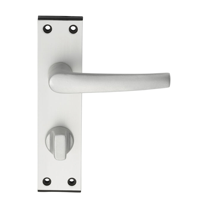 Aluminium Mial Lever On Backplate - Bathroom/Privacy - Satin Anodised Aluminium 150MM X 38MM
