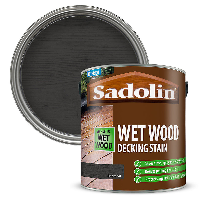 Sadolin Wet Wood Charcoal Satin Decking Stain, 2.5L