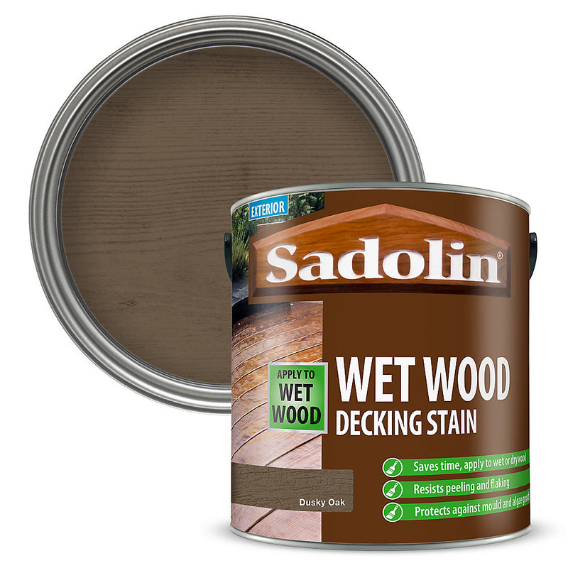 Sadolin Wet Wood Dusky Oak Satin Decking Stain, 2.5L