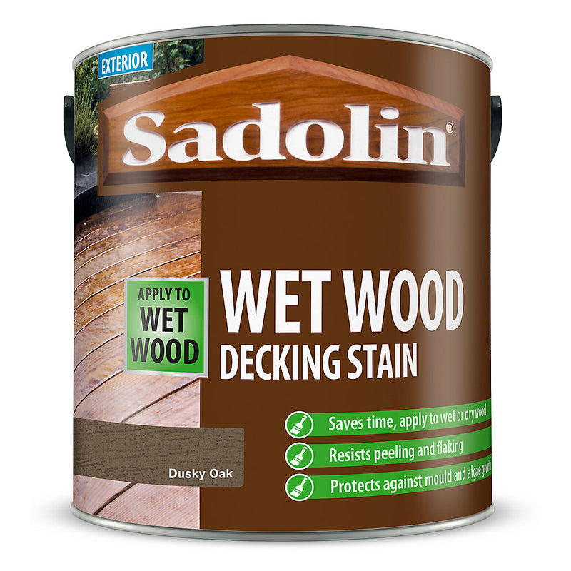 Sadolin Wet Wood Dusky Oak Satin Decking Stain, 2.5L