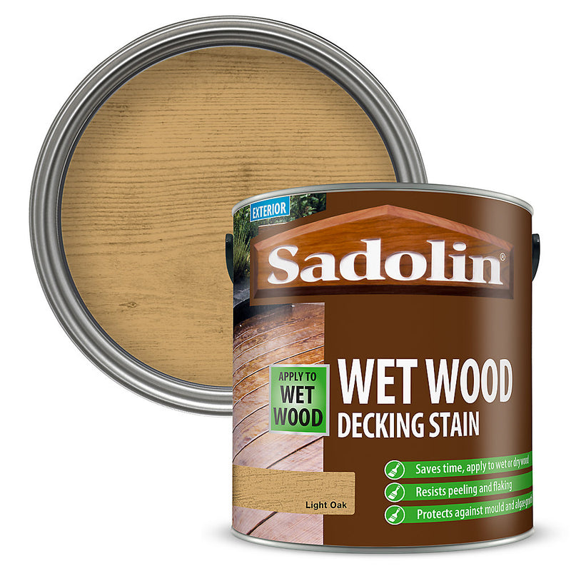 Sadolin Wet Wood Light Oak Satin Decking Stain, 2.5L