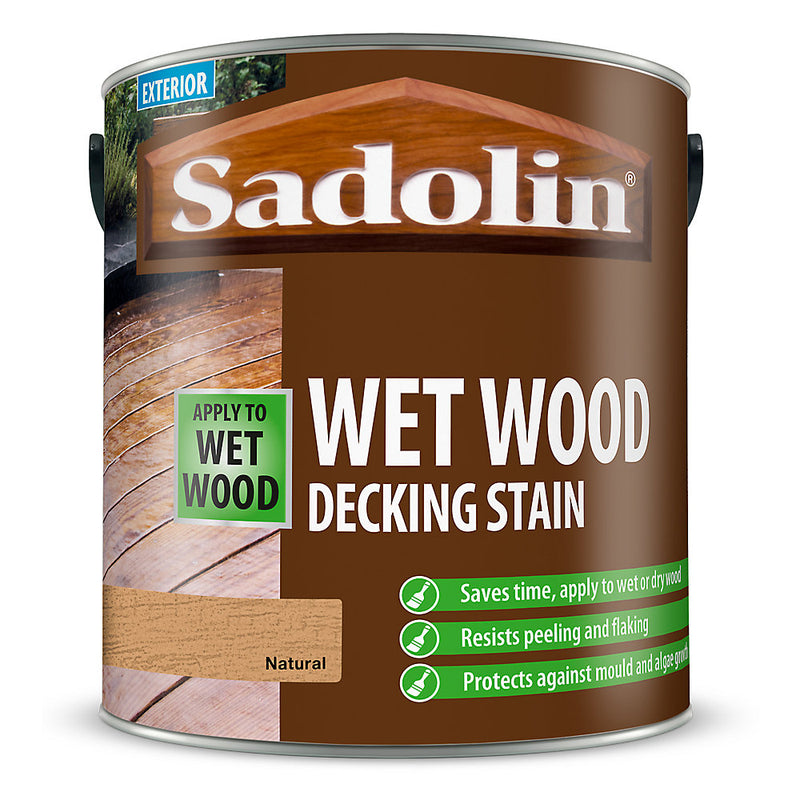Sadolin Wet Wood Natural Satin Decking Stain, 2.5L