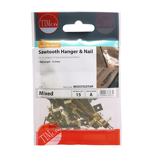 TIMCO Sawtooth Hangers and Nails Electro Brass - 41mm