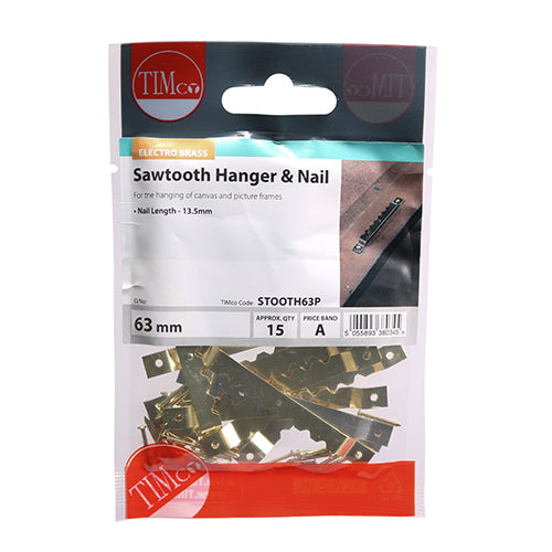 TIMCO Sawtooth Hangers and Nails Electro Brass - 41mm