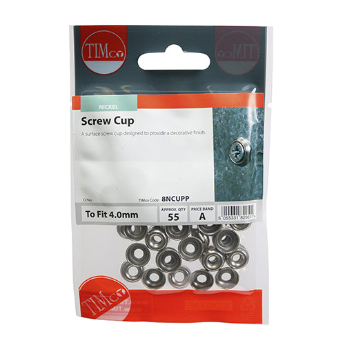 TIMCO Screw Cups Electro Brass - To fit 10 Gauge Screws