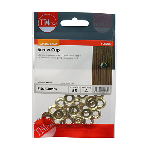 TIMCO Screw Cups Electro Brass - To fit 10 Gauge Screws