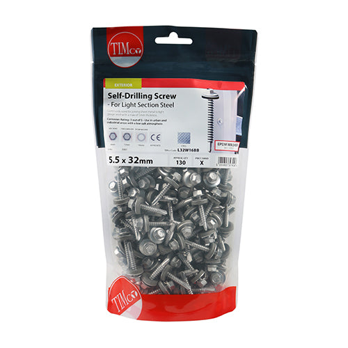 TIMCO Self-Drilling Light Section Screws Exterior Silver — Bag