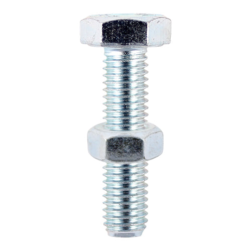 TIMCO Set Screws DIN933 Grade 8.8 & Hex Nut DIN934 Silver — Trade Pack
