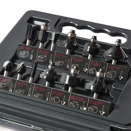 SET/SS8X1/4TC - Trend 12 piece 1/4in shank TCT Router Cutter Set - ideal starter / entry level set for smaller 1/4in collet routers.