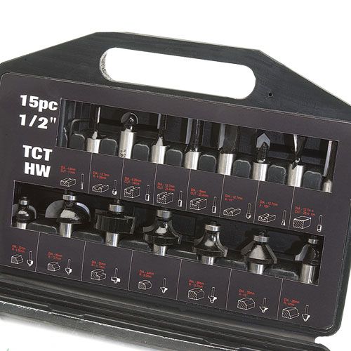 SET/SS9X1/2TC - Trend 15 piece 1/2in shank TCT Router Cutter Set - ideal starter / entry level set for heavy 1/2in collet routers