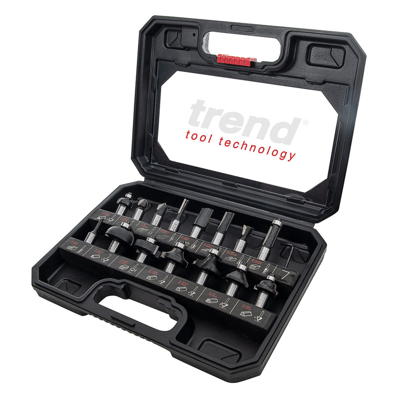 SET/SS9X1/2TC - Trend 15 piece 1/2in shank TCT Router Cutter Set - ideal starter / entry level set for heavy 1/2in collet routers