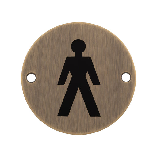 76Mm Sign - Male - Face Fix - Antique Brass