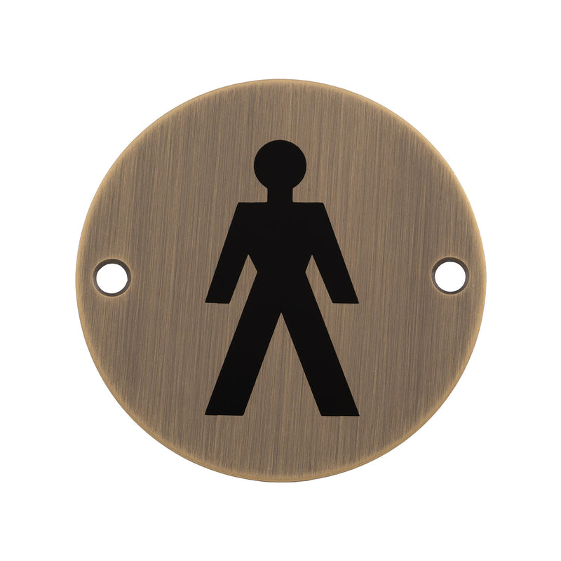 76Mm Sign - Male - Face Fix - Antique Brass