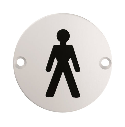 76Mm Sign - Male - Face Fix - Satin Stainless Steel