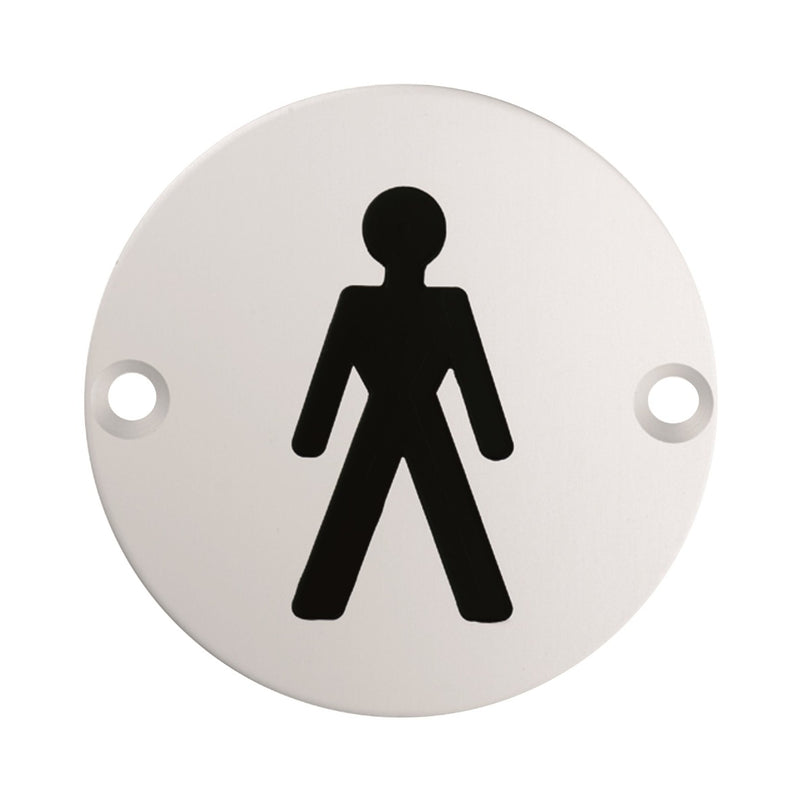 76Mm Sign - Male - Face Fix - Satin Stainless Steel