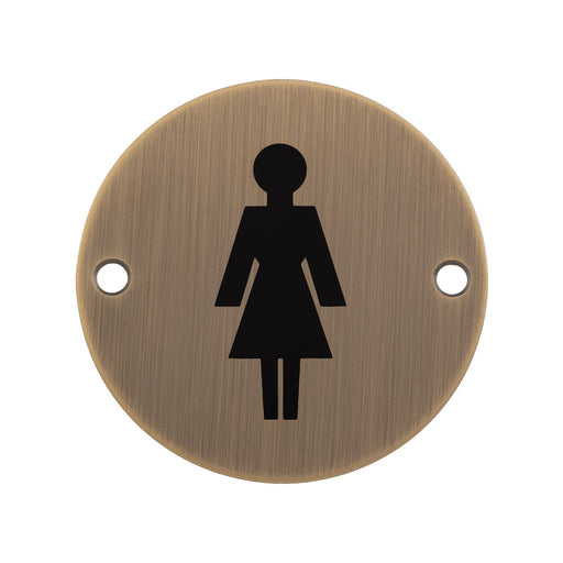 76Mm Sign - Female - Face Fix - Antique Brass