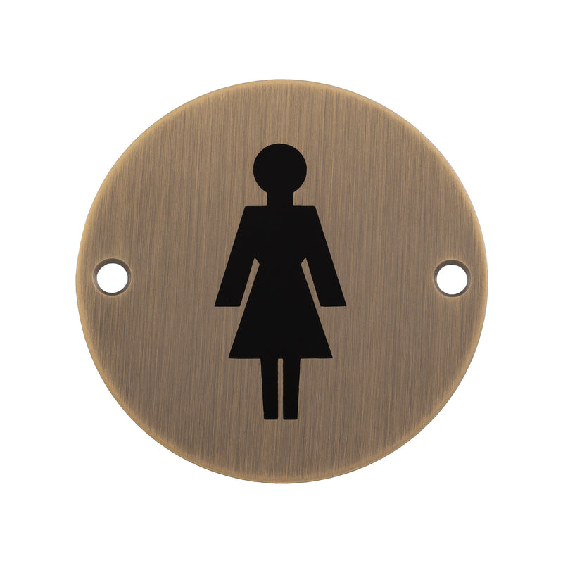 76Mm Sign - Female - Face Fix - Antique Brass
