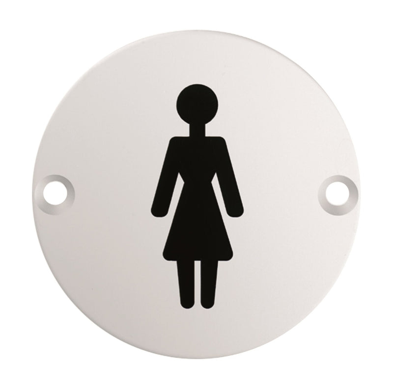 76Mm Sign - Female - Face Fix - Satin Stainless Steel
