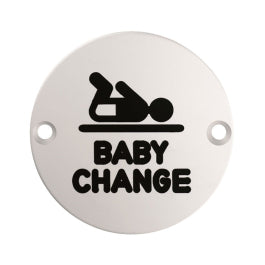 76Mm Sign - Baby Change - Face Fix - Satin Stainless Steel