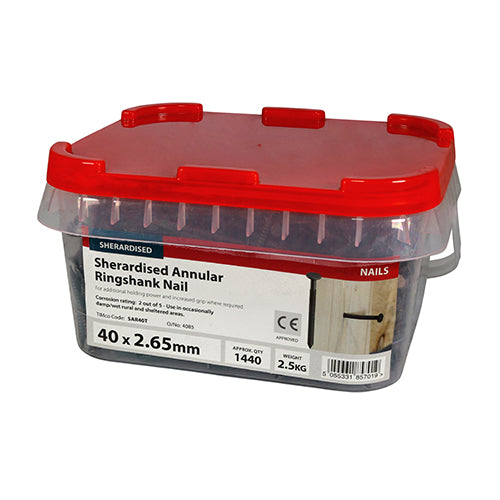 TIMCO Annular Ringshank Nails Sherardised — 2kg Tub