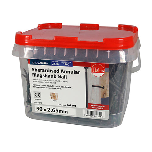 TIMCO Annular Ringshank Nails Sherardised — 2kg Tub
