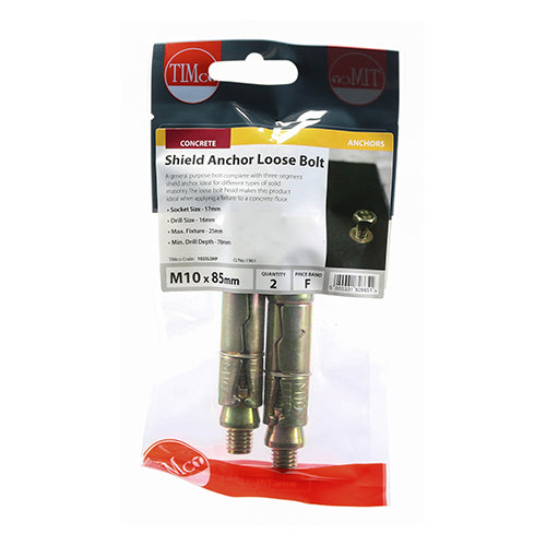 TIMCO Shield Anchors Loose Bolt Gold - M10:10L