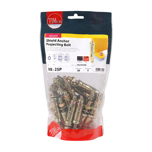 TIMCO Shield Anchors Projecting Bolt Gold — Bag