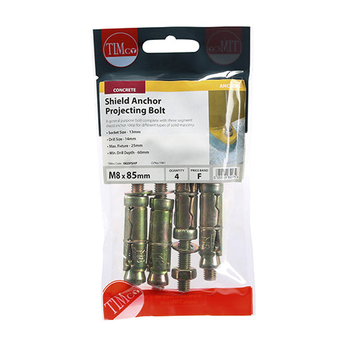 TIMCO Shield Anchors Projecting Bolt Gold — Trade Pack
