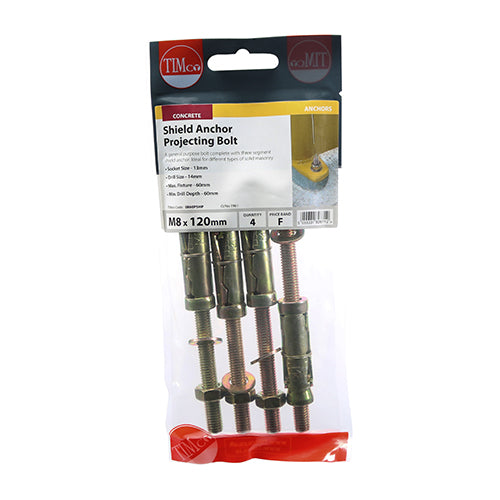 TIMCO Shield Anchors Projecting Bolt Gold — Trade Pack
