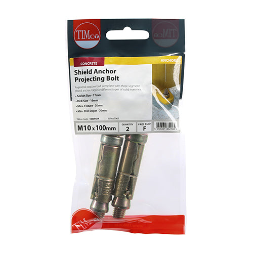TIMCO Shield Anchors Projecting Bolt Gold — Trade Pack