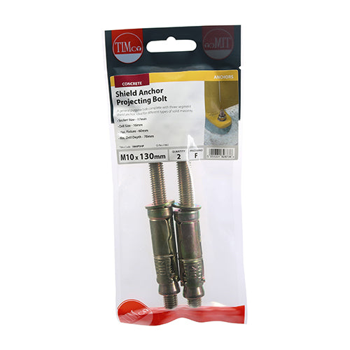 TIMCO Shield Anchors Projecting Bolt Gold - M10:15P