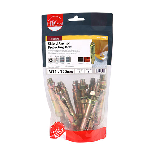 TIMCO Shield Anchors Projecting Bolt Gold - M10:15P
