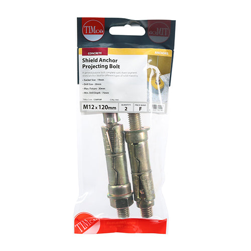 TIMCO Shield Anchors Projecting Bolt Gold - M10:15P