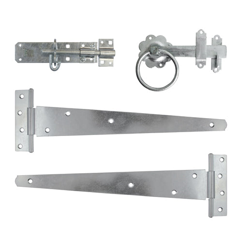 TIMCO Side Gate Kit Medium Tee Hinges Ring Latch & Brenton Padbolt